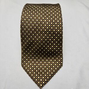 Vintage Axcess 100% Silk Tie Hand Made Brown And Gold Classic Luxury Designer